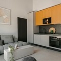 Kitchen counter and sitting area