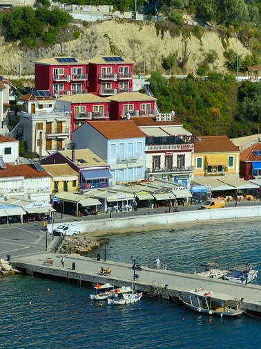 Aerial view of Acrothea Hotel from the bay of Parga
