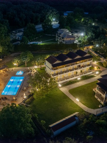 Aerial view of Byzantio Resort by night