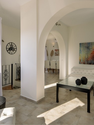 Living room and dining area (upper level)