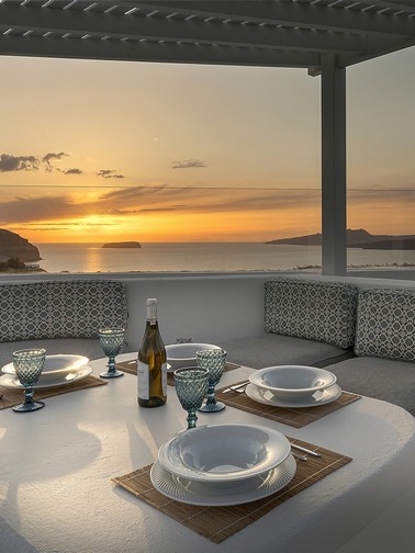 Sunset view while preparing to dine outdoors