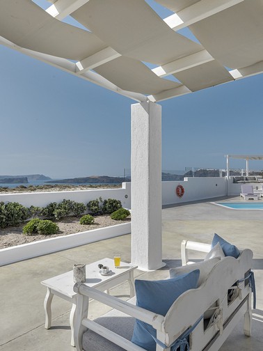Overlooking the sea while lounging outdoors
