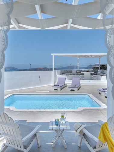 Bedroom window overlooking the pool