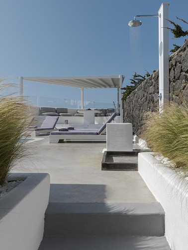 Shaded sunbeds