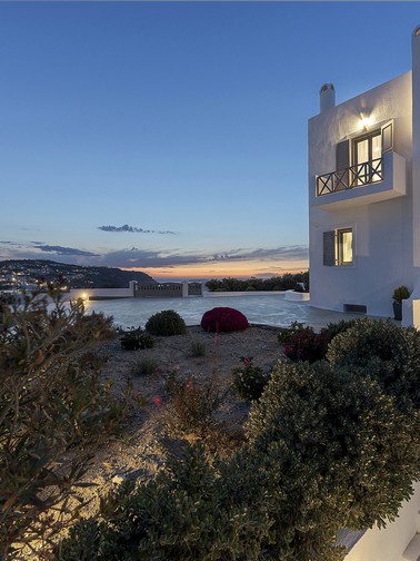 Villa entrance by night