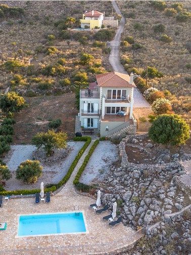Aerial view of villa and pool