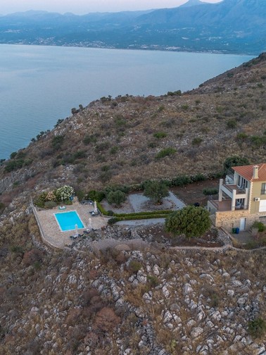Aerial view of Villa Gerrito and sea