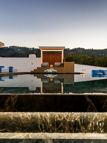 Pool close-up at dusk