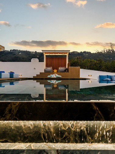 Pool close-up at dusk